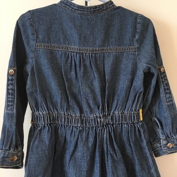 Carter's Toddler Girl's All Cotton Denim Blue Long Sleeves Half Button Up Dress - Picture 13 of 14